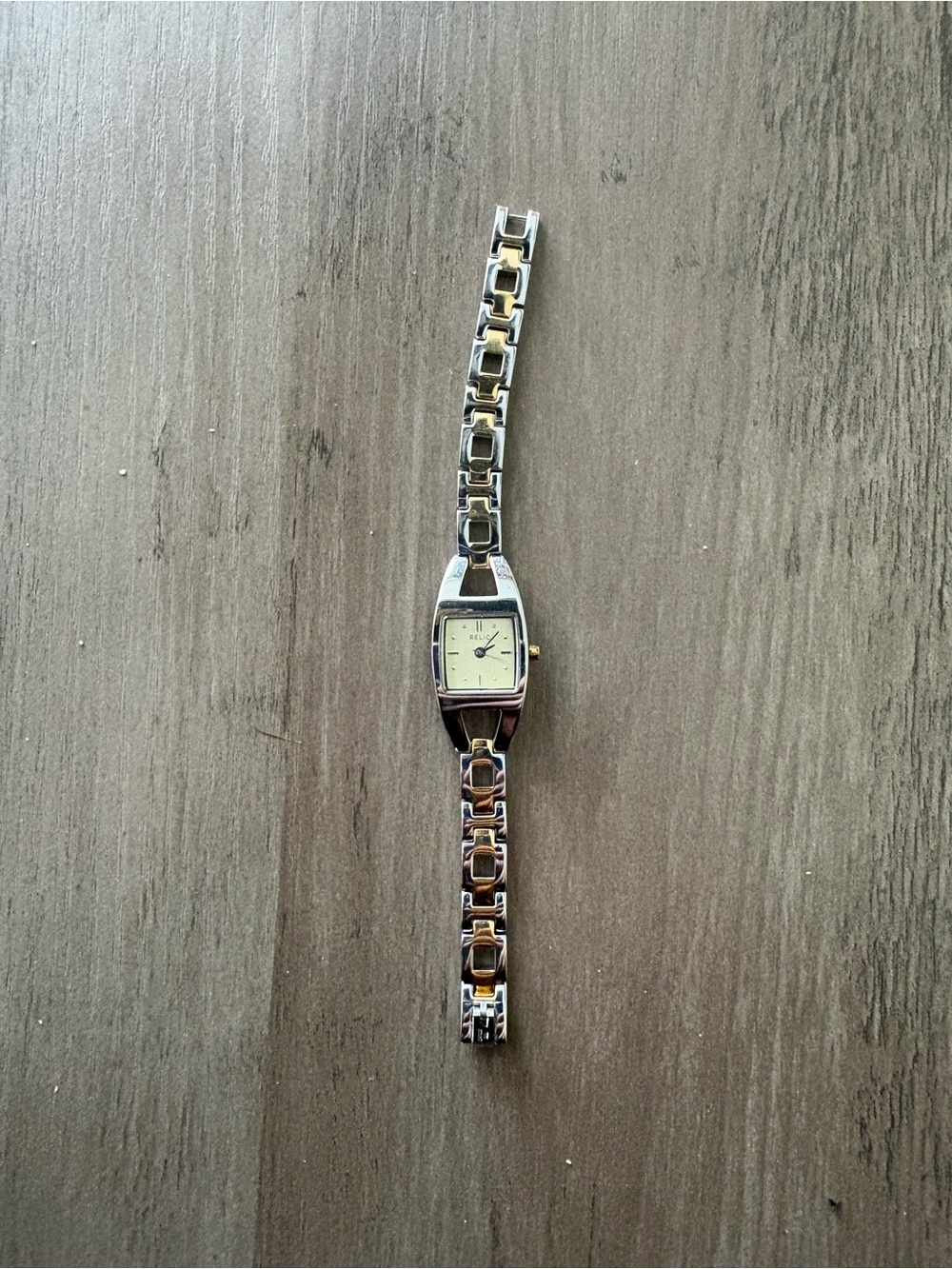 Relic Women’s Two Tone Stainless Steel Watch Silver Gold Rectangle Face